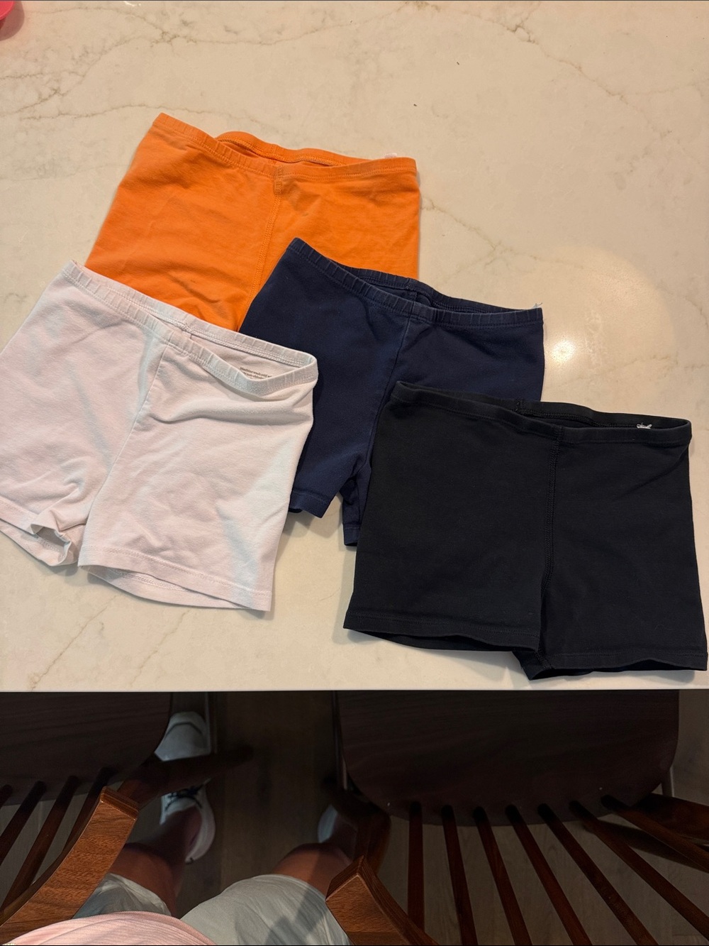 Girls under dress shorts set of 4-  Orange, Navy, Black, White